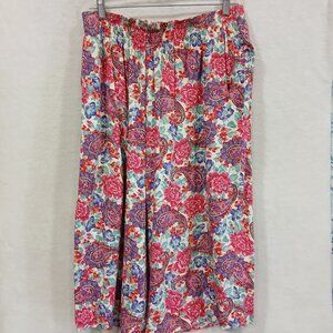 Vintage 90s Metro New York Floral Paisley Culottes Womens 14 Long Skort Wide-Leg